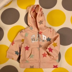 Baby Gap Pink Stars Zip Hoodie Sweatshirt